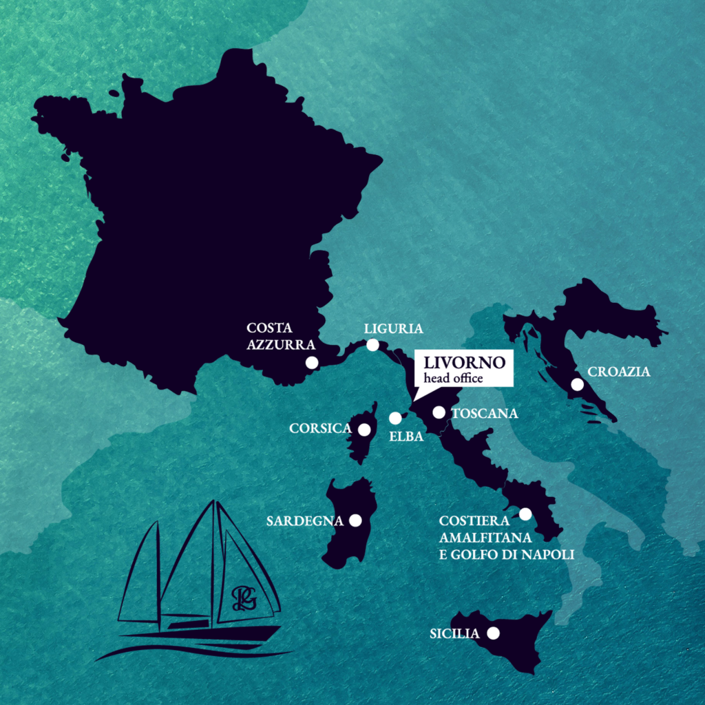 mappa del network operativo della Pialde Giani for Yachting